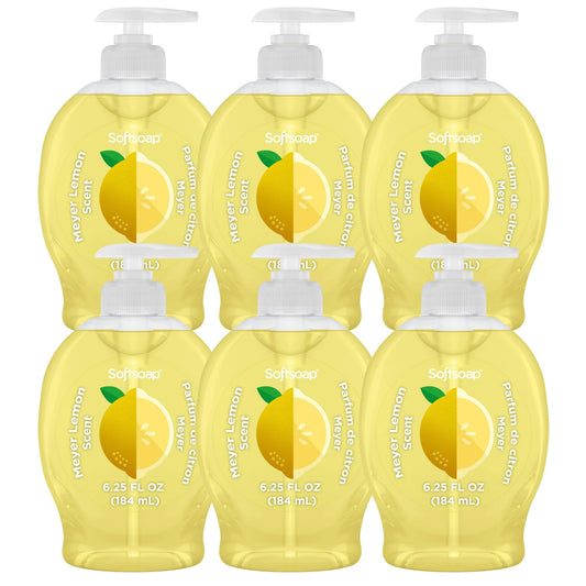 Softsoap Liquid Hand Soap with Pump, Limited Edition Summer Scents, 6.25 Fl Oz, 6 Pack (Lemon)