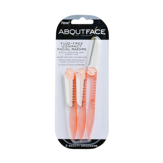 About Beauty Fuzz-Free Fold-n-Go Groomers - 3 Folding Beauty Groomers for Hair Removal, Ideal for Shaving, Exfoliating, and Brow Shaping, Japanese Beauty and Personal Care About Face