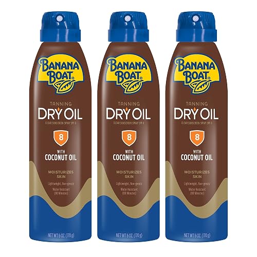 Banana Boat Dry Oil Tanning Spray Sunscreen SPF 8, 6oz | Sun Tanning Oil with SPF 8 Sunscreen, Oxybenzone-Free, 6oz (Pack of 3)