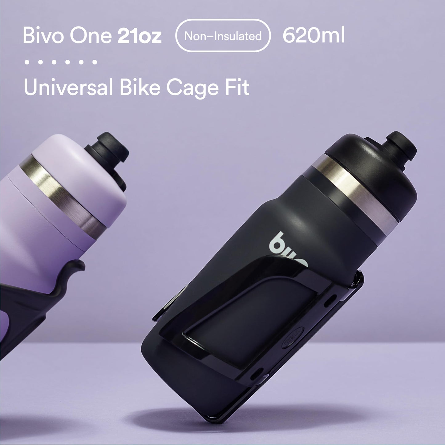 Bivo One 21oz Non Insulated Stainless Steel Bike Water Bottle - Lightweight for Cycling, Travel, Kids - No Plastic Taste, Fits Most Cages, Dishwasher