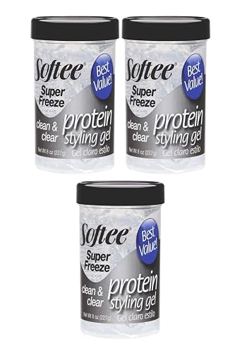 Softee Protein Super Freeze Hair Styling Gel 8 Oz,Pack of 3