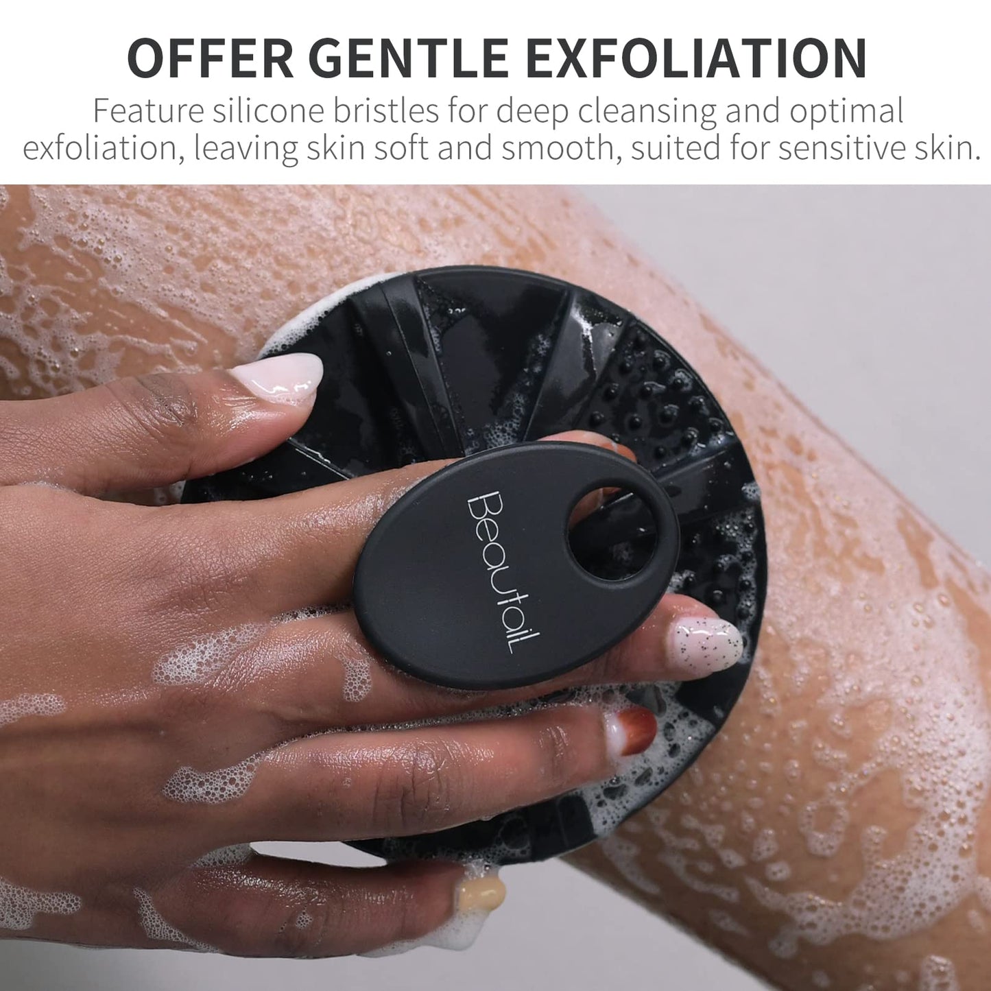 Silicone Body Scrubber, BEAUTAIL Gentle Exfoliating Shower Brush for Body Beauty and Personal Care BEAUTAIL