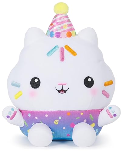 Gabby’s Dollhouse Celebrations, Sprinkle Party Cakey Cat Plush, 10-Inch Interactive Stuffed Animal with Sounds, Kids Toys for Girls & Boys Ages 3+