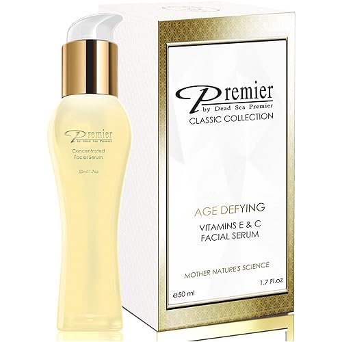 Premier Dead Sea Vitamin E & C facial serum, classic collection, Concentrated vitamin C serum for face, vitamin E oil, retinol, anti-aging serum