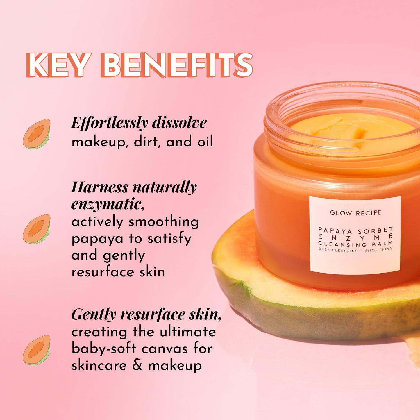 Glow Recipe Papaya Enzyme Cleansing Balm 3.38 oz – Makeup Remover & Gentle Exfoliating Face Wash to Melt Makeup, Even Skin Tone & Hydrate