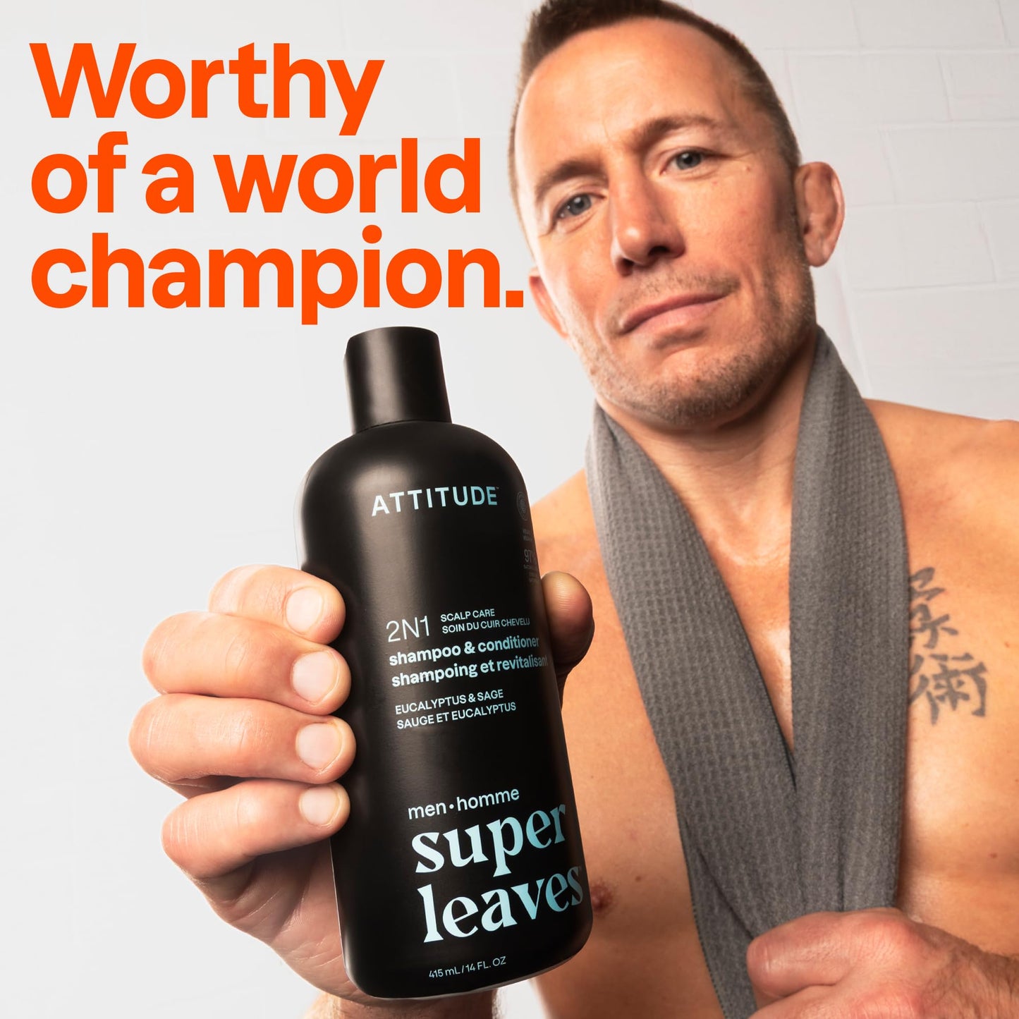 ATTITUDE Men's Shampoo and Conditioner 2-in-1, Scalp Care for Build Up & Oily Hair, Refresh With Peppermint & Willow Extract, 97% Natural Origin Beauty and Personal Care ATTITUDE