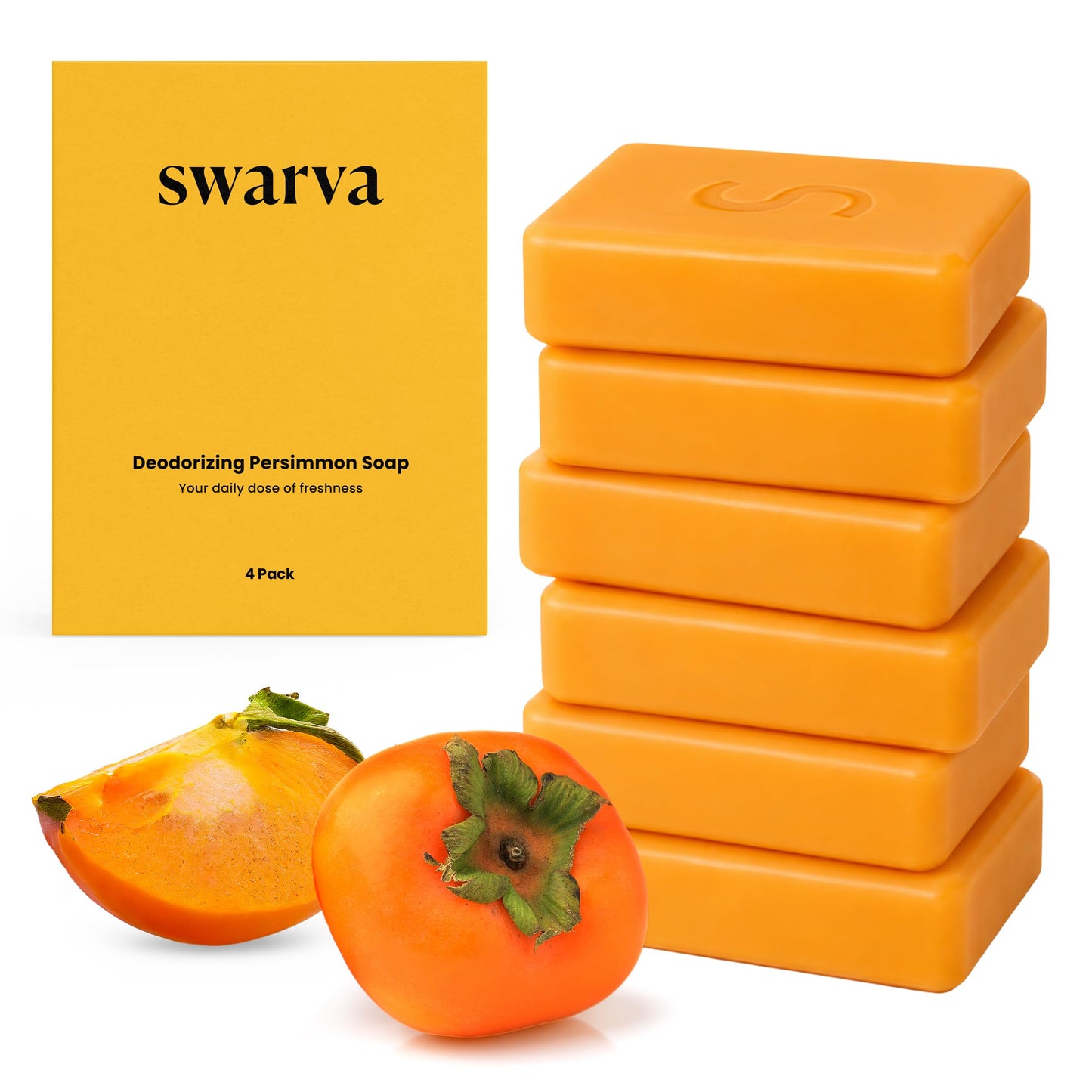 Swarva Japanese Persimmon Cleanser Bar 6 Pack Bundle for Body Odor, Solution for Old People Smell - Natural Ingredient Body Bars, Organic Formula Beauty and Personal Care Swarva Default Title