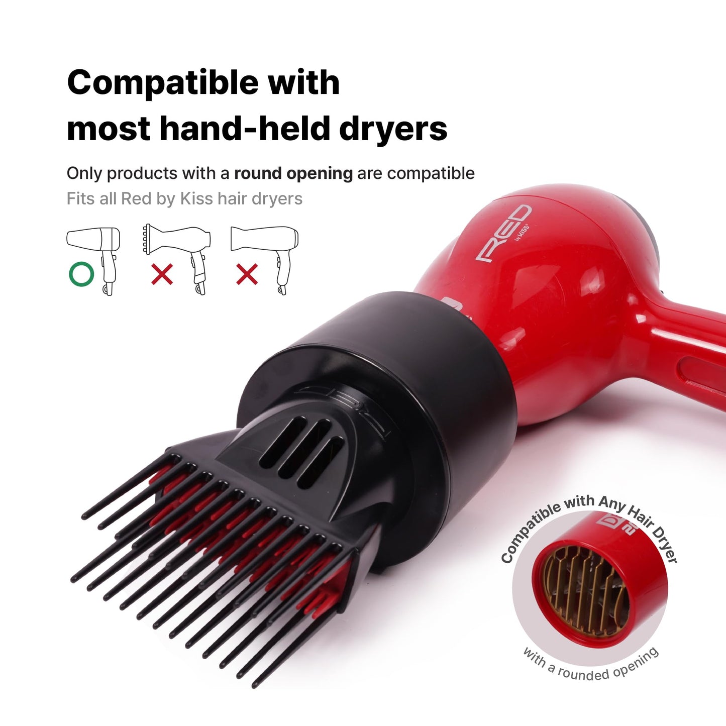 Red by Kiss Detangling Blow Dryer Hair Styling Pik, Double Layer Pik Attachment for Smooth, Frizz-Free Hair, Compatible with Most Hair Dryers, Wigs Beauty and Personal Care Red by Kiss