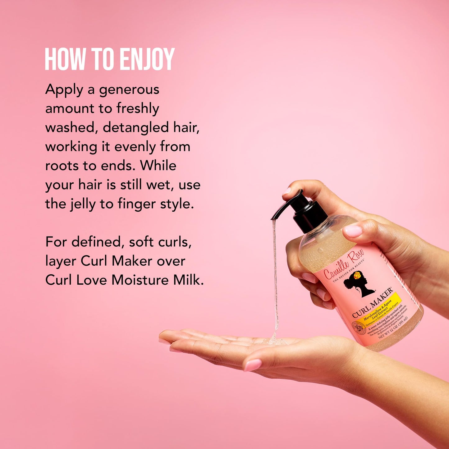 Camille Rose Curl Maker, Smoothing and Nourishing Curly Hair Gel with Aloe, for All Hair Types and Textures, 12 fl oz