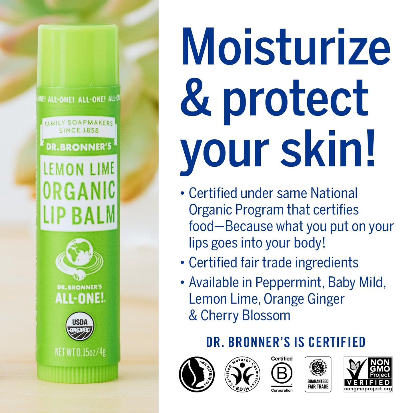 Dr. Bronners Lemon Lime Lip Balm, 4 GR