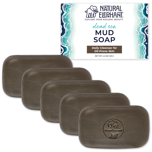 Natural Elephant Dead Sea Mud Soap Bar | Mineral-Rich Face & Body Cleanser with Natural Dead Sea Minerals | 4.4 oz (125 g) Pack of 5 Beauty & Personal Care Natural Elephant