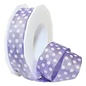 Morex Ribbon Wired Polka Dots, 1" x 22 yd, Lavender/White, 59825/20-024
