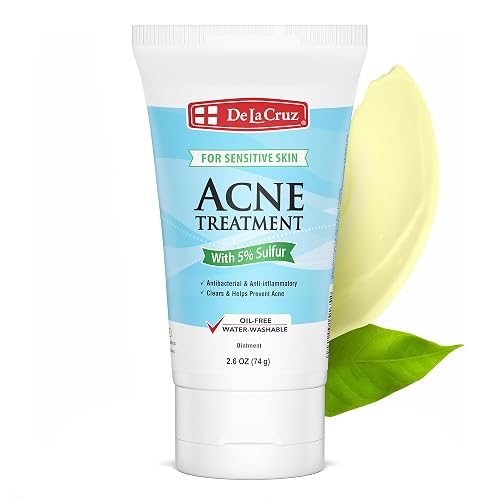 De La Cruz 5% Sulfur Ointment - Cystic Acne Treatment for Face and Body - Daily 10 Min Spot Treatment Mask - Safe and Effective Game Changing Hormonal