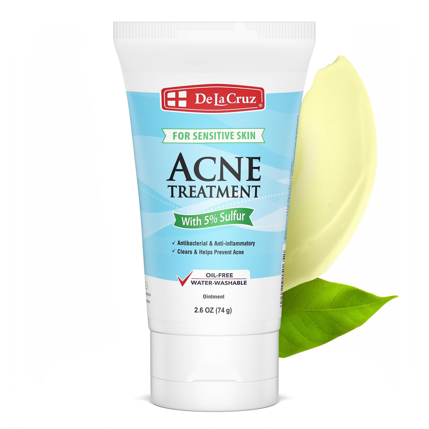 De La Cruz 5% Sulfur Ointment - Cystic Acne Treatment for Face and Body - Daily 10 Min Spot Treatment Mask - Safe and Effective Game Changing Hormonal