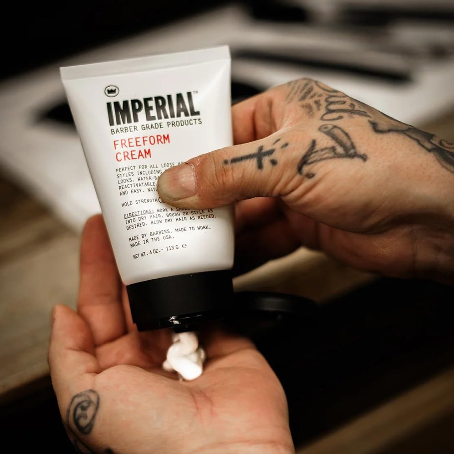 Imperial Barber Grade Products | FreeForm Cream, 4 oz | Light Hold | No Shine | Water-Based | Easy to Wash Out | For Loose Holds and Styles | Natural