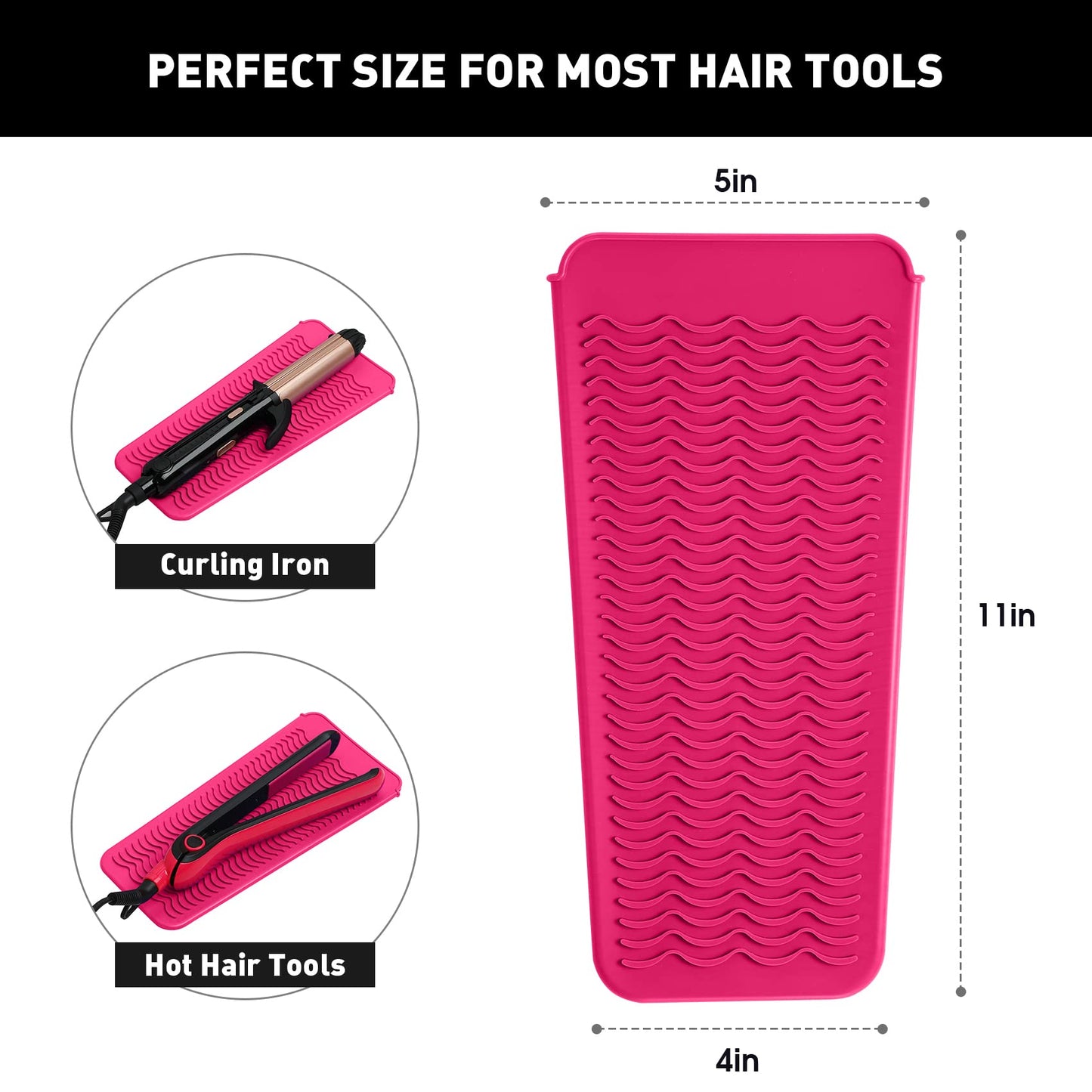 ZAXOP 2 Pack Heat Resistant Silicone Mat Pouch for Flat Iron, Curling Iron,Hair Straightener,Hair Curling Wands,Hot Hair Tools (HOT Pink&HOT Pink) Beauty and Personal Care ZAXOP