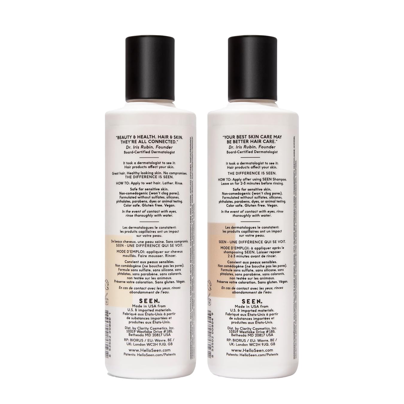 SEEN Shampoo & Conditioner Bundle, Scented - Non-Comedogenic Hair Care Set, Dermatologist-Developed, Safe for Sensitive, Eczema & Acne-Prone Skin