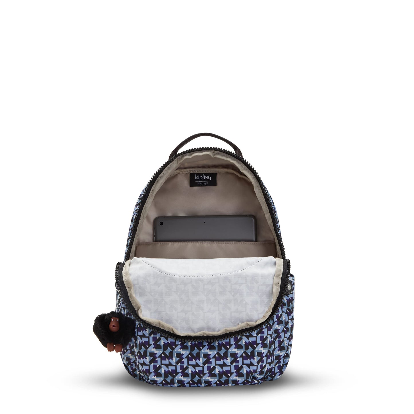 Kipling Women's Seoul Small Backpack, Durable, Padded Shoulder Straps with Tablet Sleeve, Dazzling Geos, 10.5''L x 13.75''H x 6.75''D (KI56110IS)