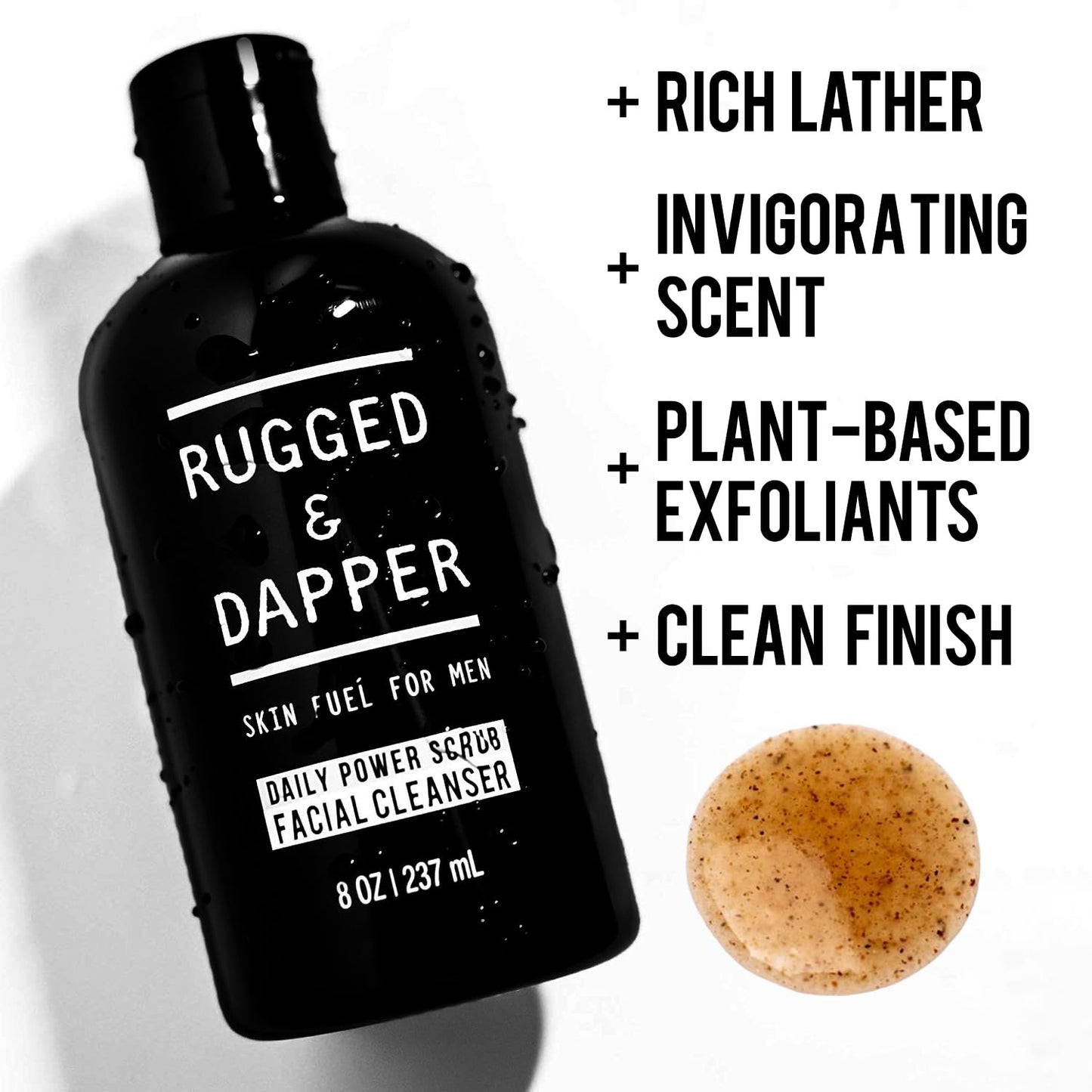 RUGGED & DAPPER - Daily Mens Face Wash + Scrub - 5 Month Supply - Deep Exfoliating Cleanser - Prevents Breakouts - Acne Face Wash Men's - USA Made