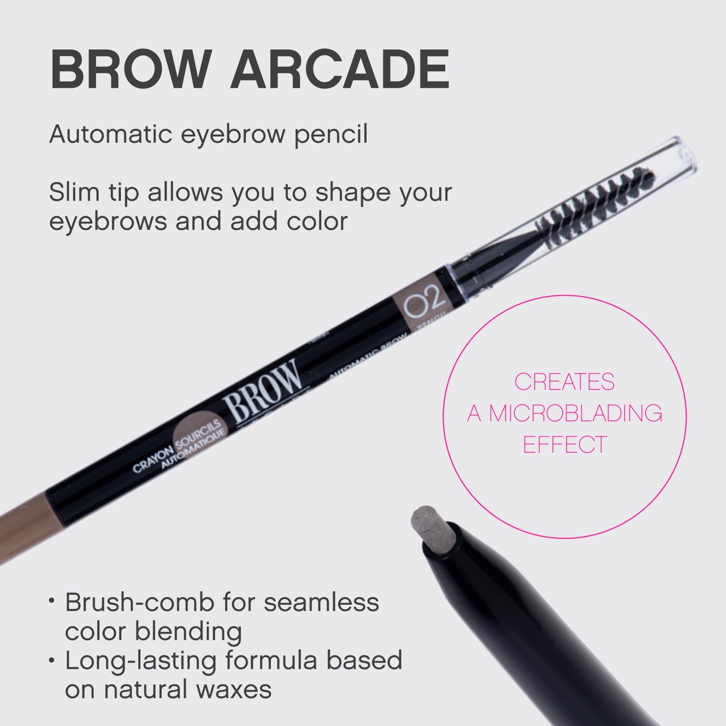 Vivienne Sabó Brow Arcade Eyebrow Pencil - Micro Definer with Brush for Natural Shaping, Long-Wear Color for Full, Defined Arches, Shade 02 Chocolate