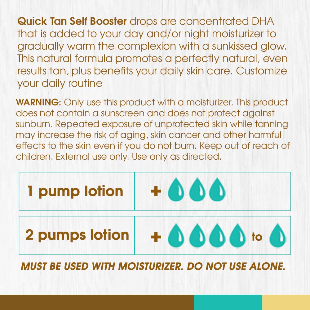 Body Drench Quick Tan Self Tanner Booster Drops - Add to Lotion for Gradual Glow, Sunless Self Tanning Enhancer for Face & Body, 1 fl oz