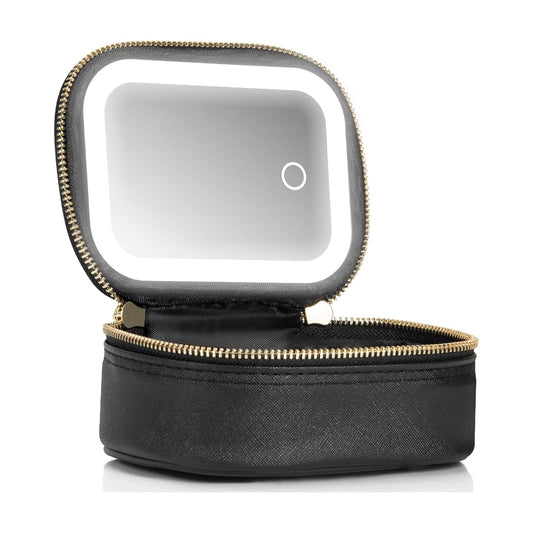 Mini Makeup Bag with Led Mirror, Small Travel Make up Bag 3 Light Modes Adjustable Brightness, for Women Organizer Cosmetic Bag, Portable Travel Train Beauty and Personal Care Extrei Gent Default Title