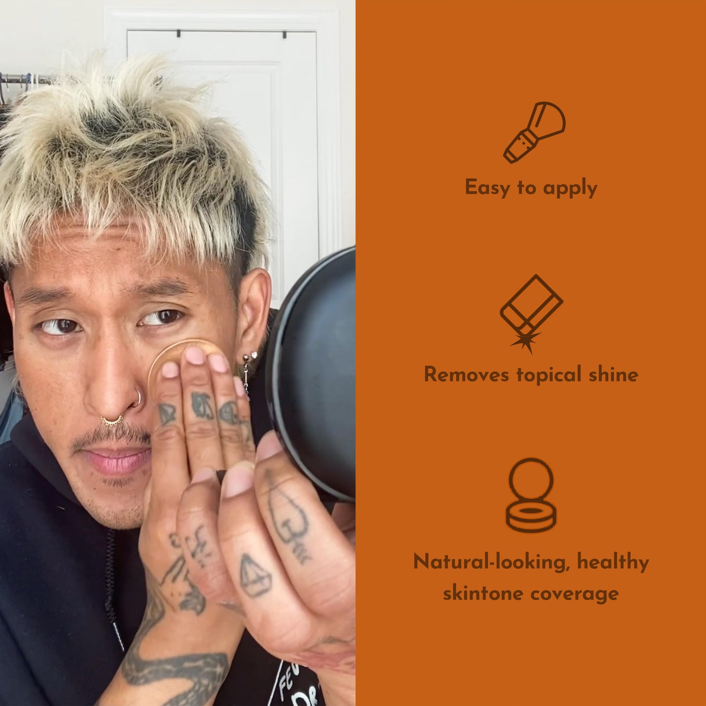 MËNAJI Anti-Shine Powder (HDPV) - Anti-Shine Face Make-Up for Men - Natural Looking Makeup - Mens Cosmetics - Sunless Tan