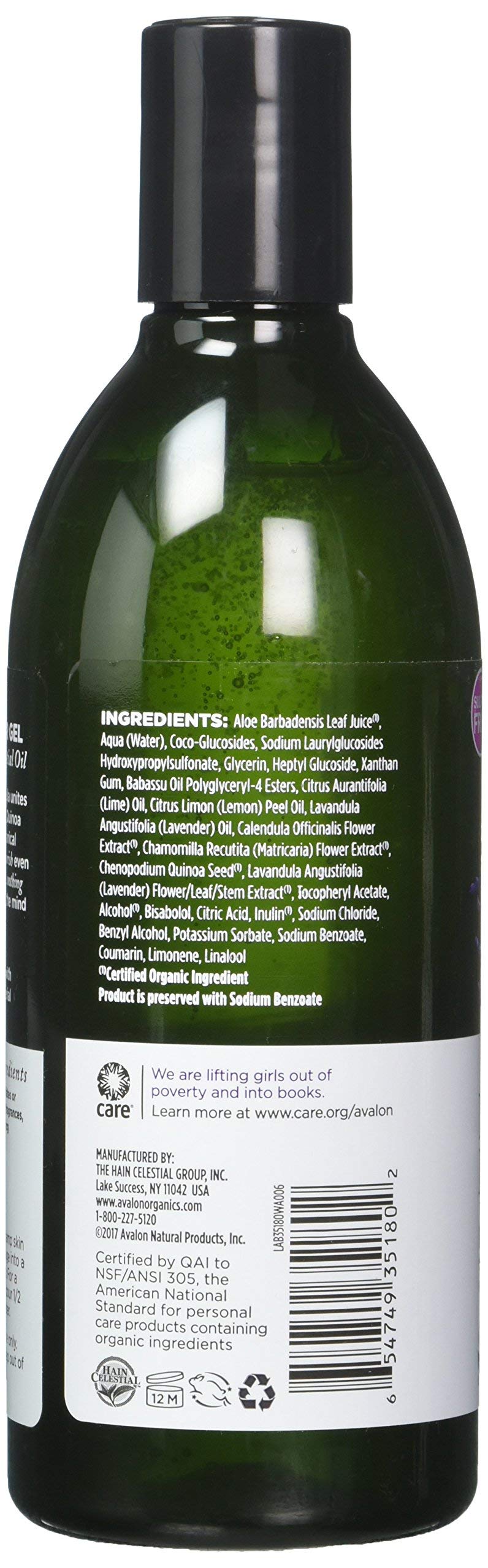 Avalon Organic Botanicals, Bath & Shower Gel, Lavender, 12 oz