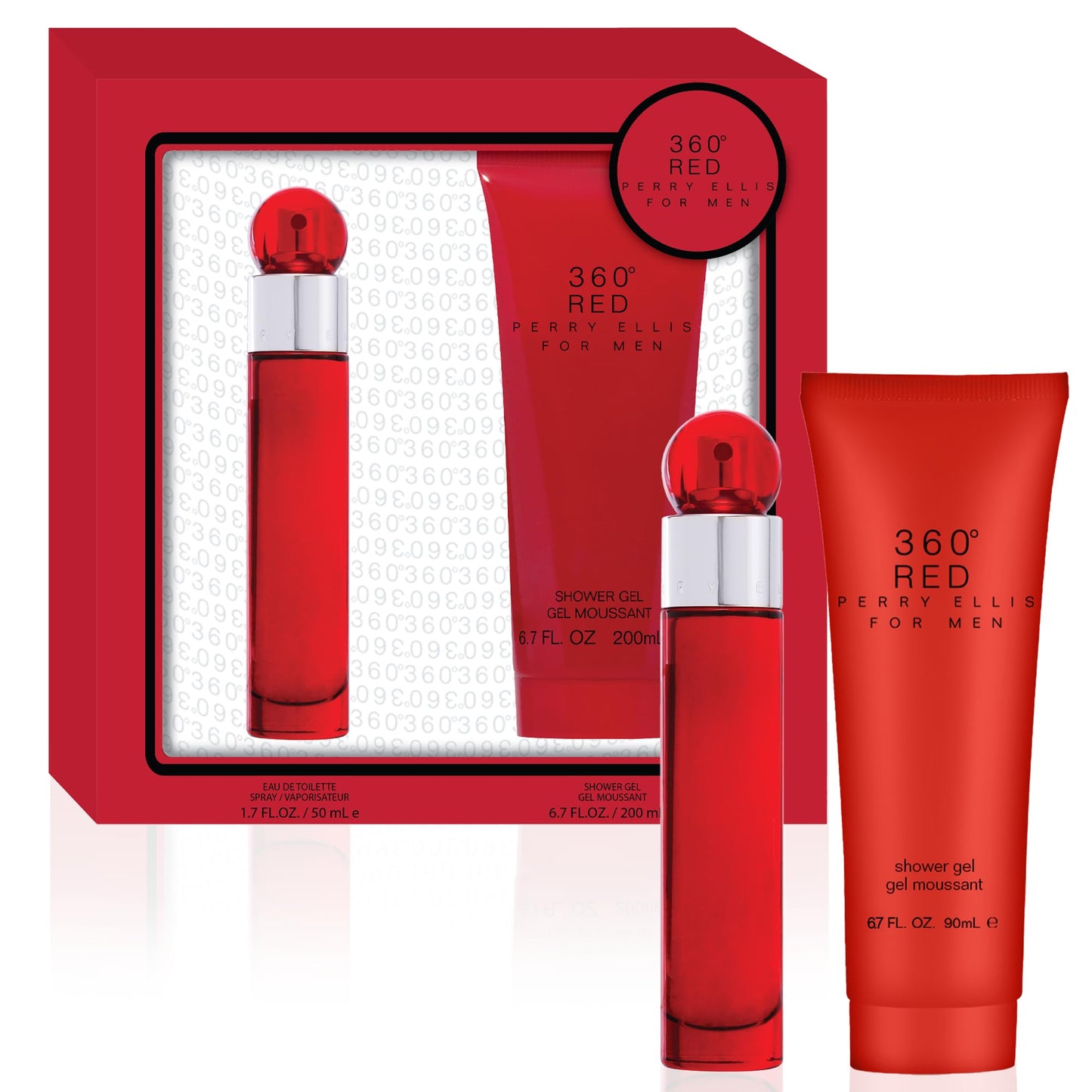 360 Red by Perry Ellis for Men - 2 Pc Gift Set 1.7oz EDT Spray, 6.7oz Shower Gel