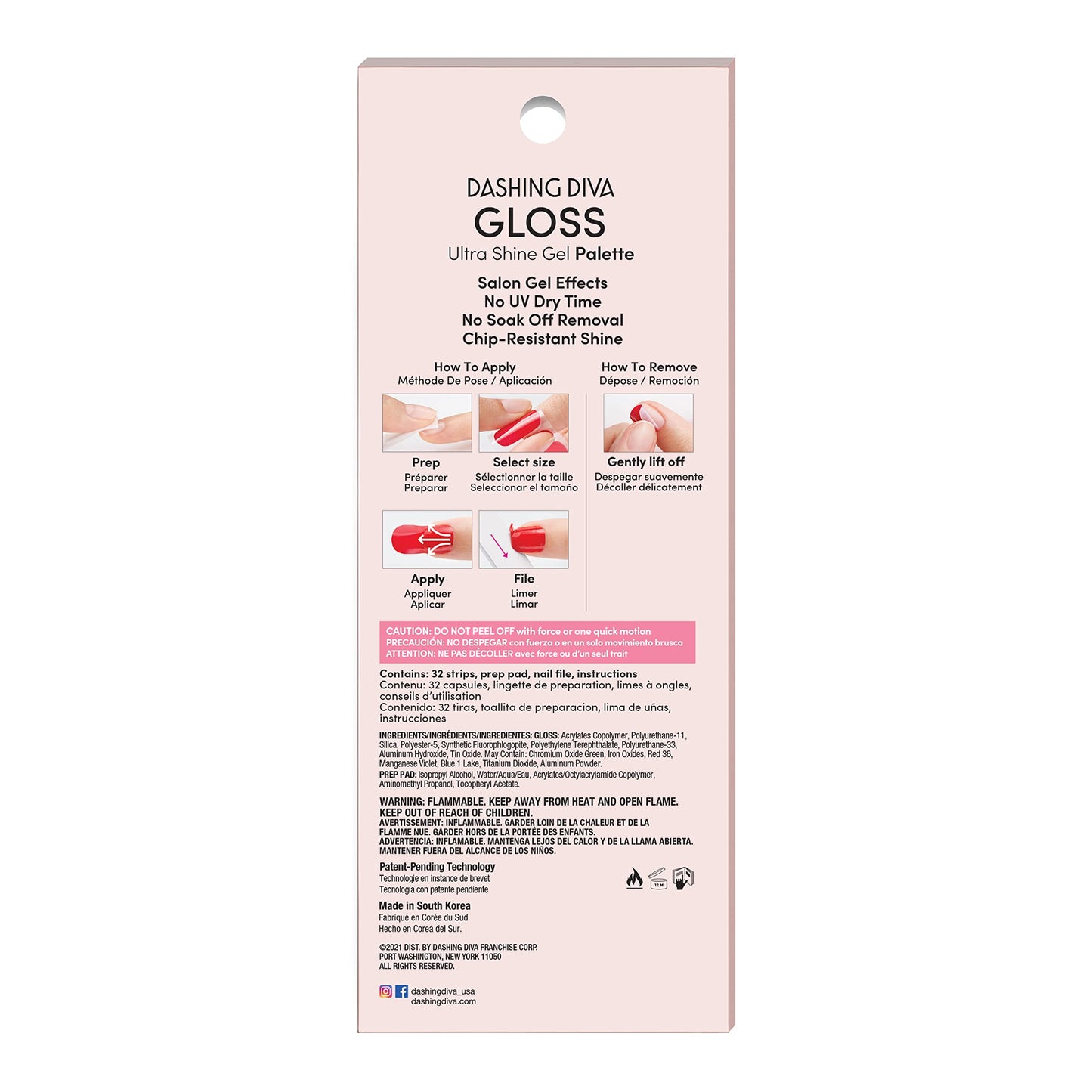 Dashing Diva Gloss Nail Wraps - All Lined Up | UV Free, Chip Resistant, Long Lasting Gel strips | Contains 32 Strips, 1 Prep Pad, 1 File Beauty & Personal Care Dashing Diva