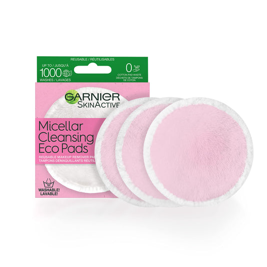 Garnier Micellar Cleansing Eco Pads, Reusable, 3 Ultra-soft Microfiber Pads, 1 Count (Packaging May Vary) Beauty & Personal Care Garnier
