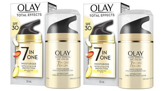 Olay Facial Moisturizing Lotion SPF 30 Total Effects for Dry Skin, 7 Benefits including Minimize Pores, Anti-Aging, 1.7 oz (Pack of 2)