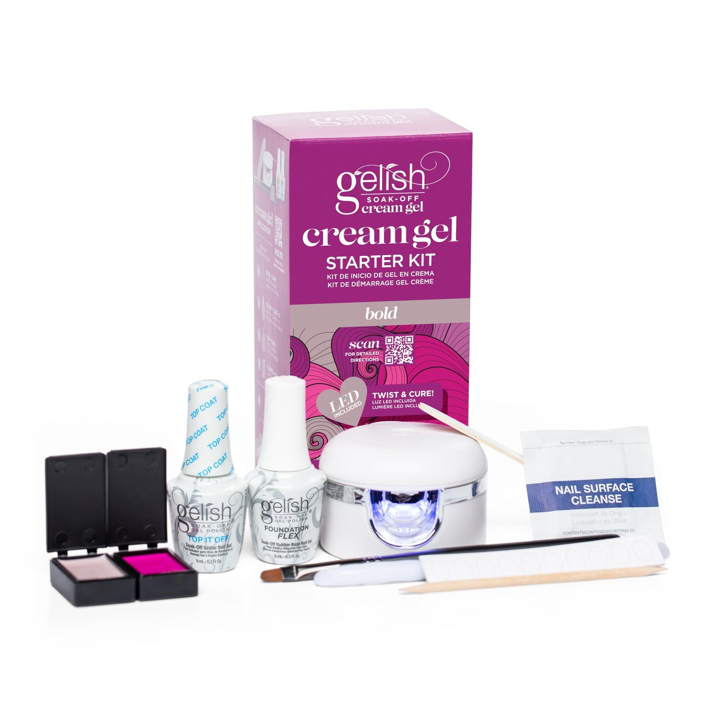 Gelish Cream Gel Soak-Off Solid Gel Polish with Brush Bundle - Bold Starter Kit Beauty & Personal Care Gelish