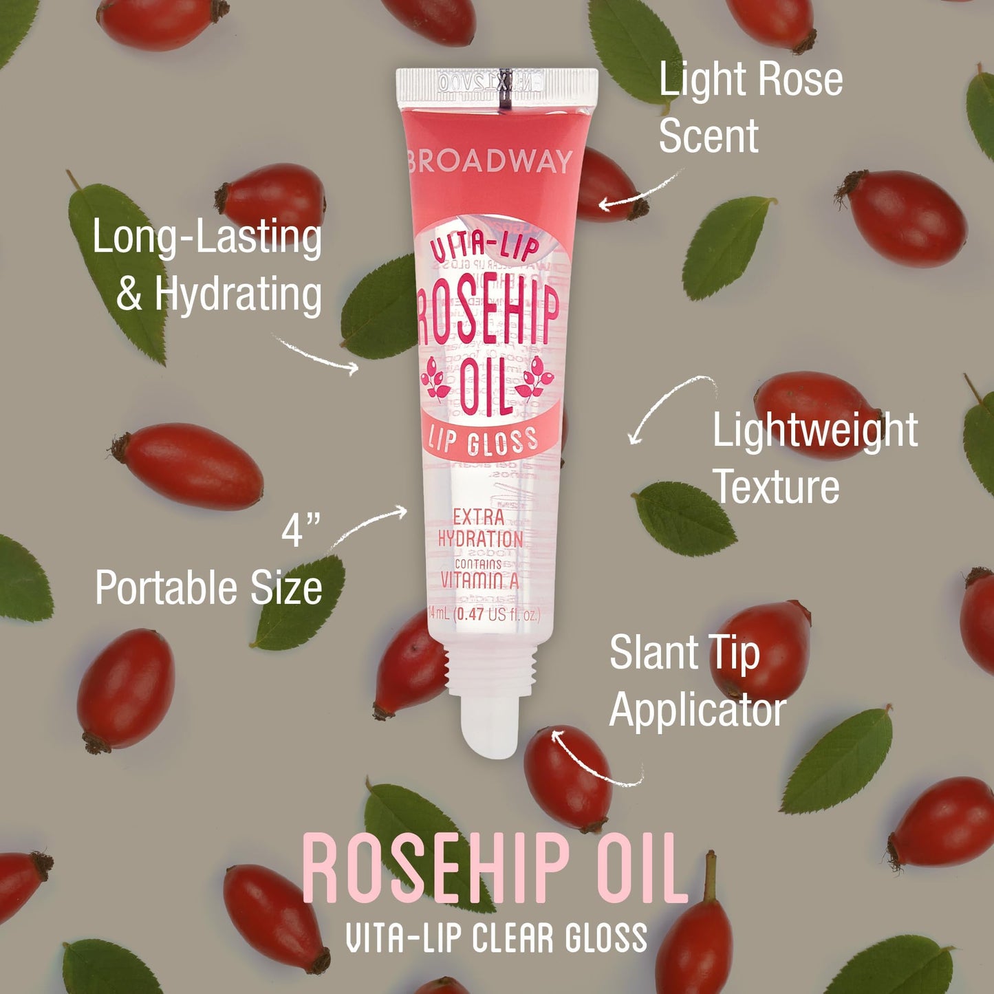 Ruby Kisses Broadway Vita-Lip Clear Lip Gloss (Rosehip Oil 12 Pack), Ultra-Hydrating & Soothing Formula with Vitamin Oils, High-Shine Non-Sticky