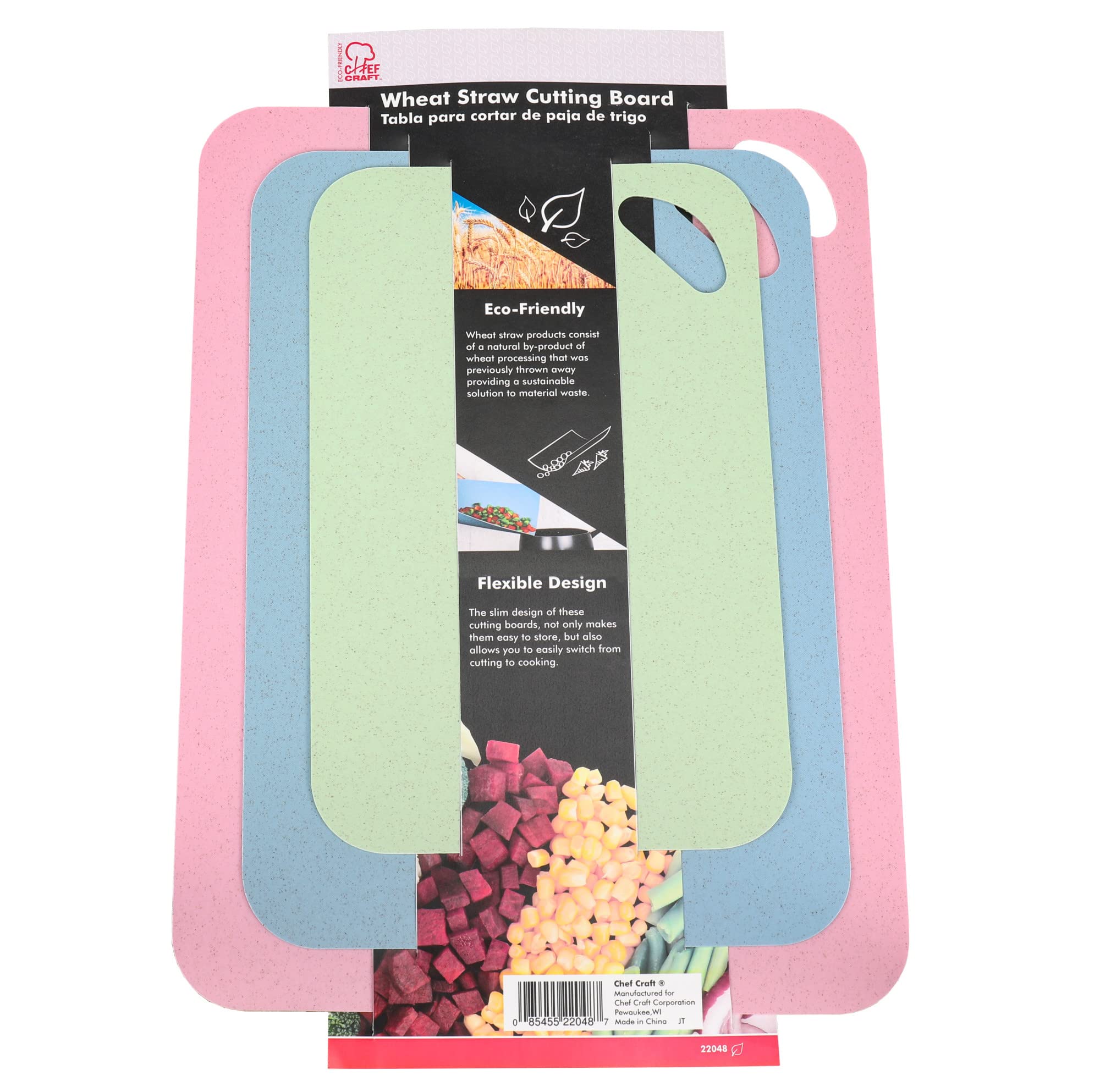 Chef Craft Eco Wheat Straw, Cutting Board, 3 Piece Set, Assorted ...