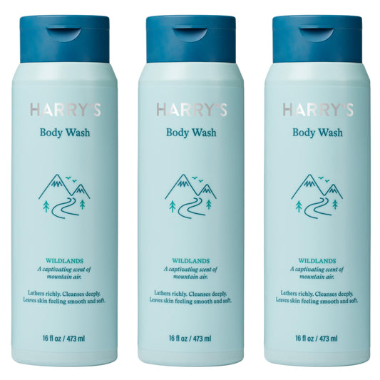 Harry's Body Wash Shower Gel for Men - Wildlands Scent - (3 Pack) 16 fl oz - Sensitive Skin Body Wash - No Parabens, Sulfates, or Dyes