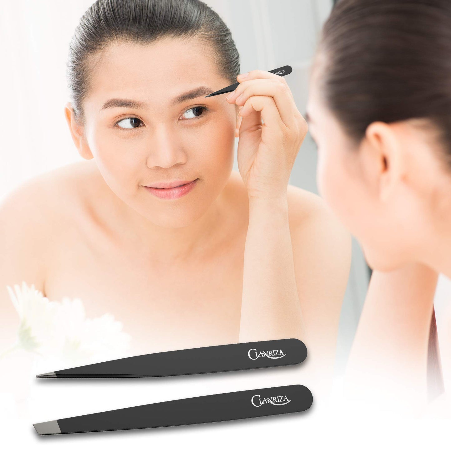 Tweezers for Eyebrows Eyelash Extension Clanriza Stainless Steel Tip Slant,Set for Ingrown Hair - Premium Quality Eyebrow and Facial Hair Removal