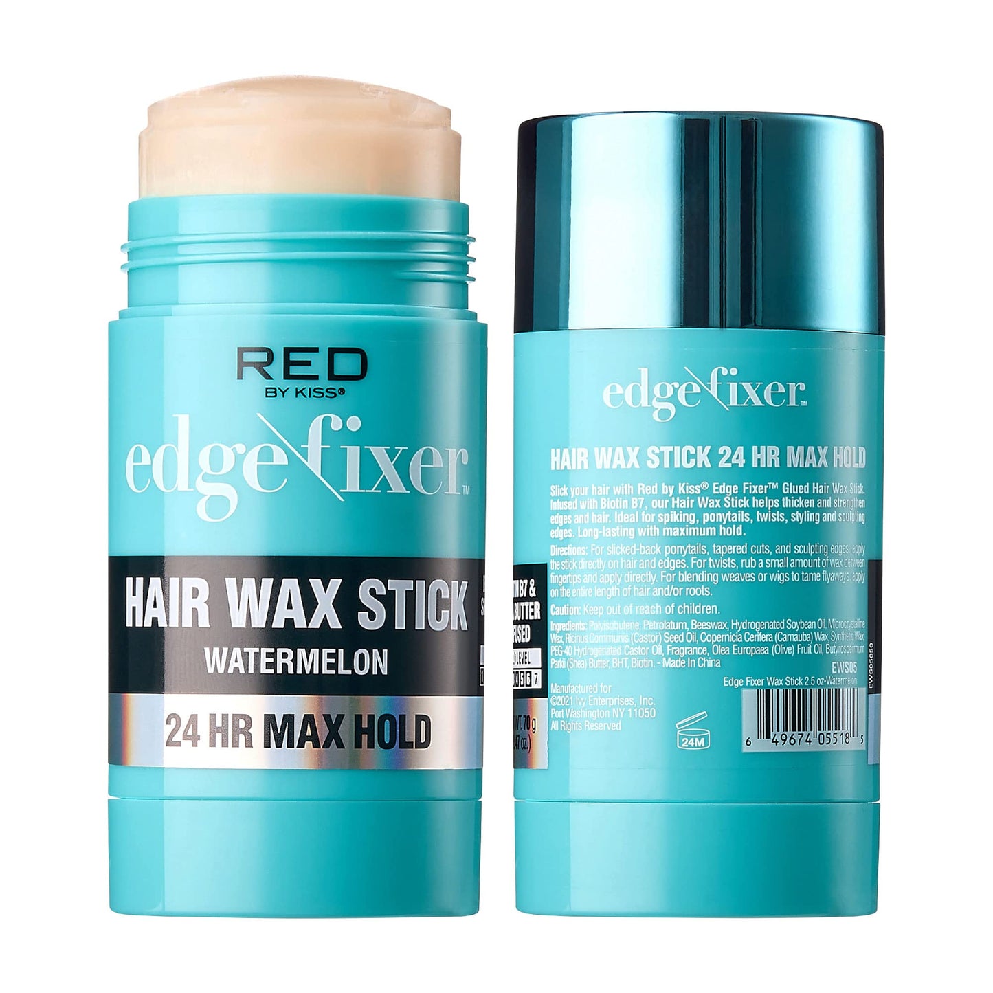 Red by Kiss Hair Wax Stick 24HR Max Hold Edge Fixer Edge Control Pomade Non-Sticky, Non-Oily Flake Free Hair Styling Wax (Watermelon)