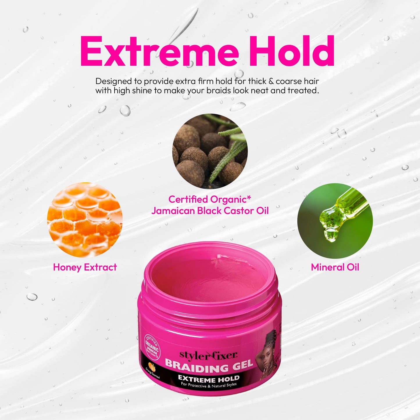 Red by Kiss Braiding Gel Extreme Hold Styler Fixer for Box Braids & Cornrows, Hydrating, Conditioning, Long-Lasting Frizz Control, 4C Moisturizing