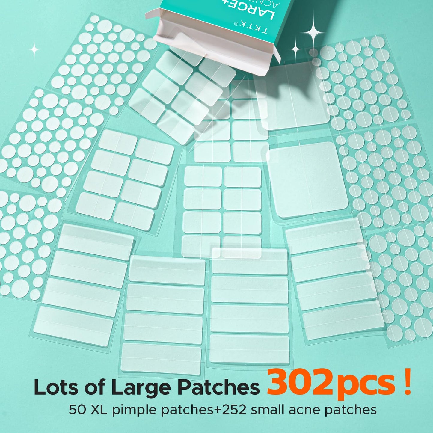 TKTK Large Pimple Patches for Face, 7 Sizes XL Acne Patches, Big Hydrocolloid Bandages for Body, Chin, Forehead, Chest, Back Zit Breakouts Beauty and Personal Care TKTK