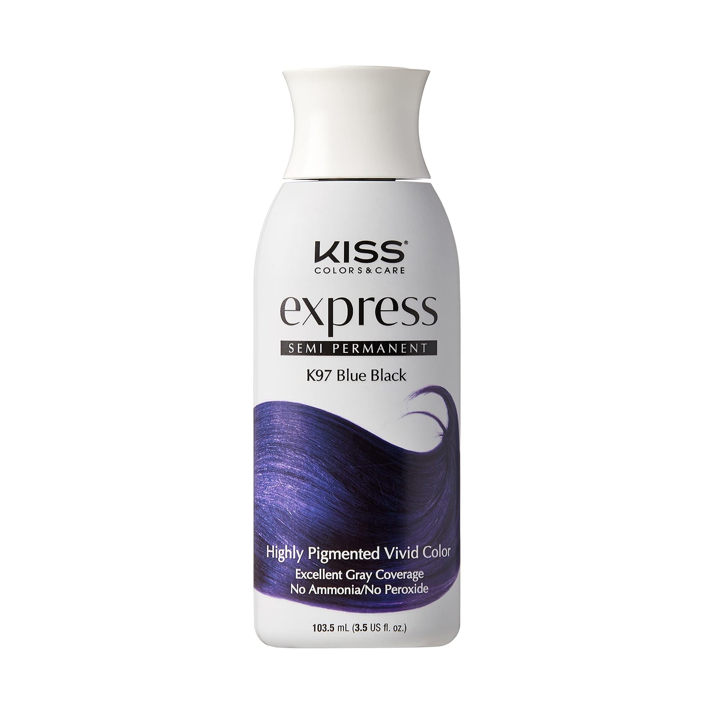Kiss Express Semi-Permanent Hair Color - Vivid, Highly Pigmented Dye for Vibrant Hair, Gentle Formula, Gray Coverage, pH Balanced, 23 Intermixable