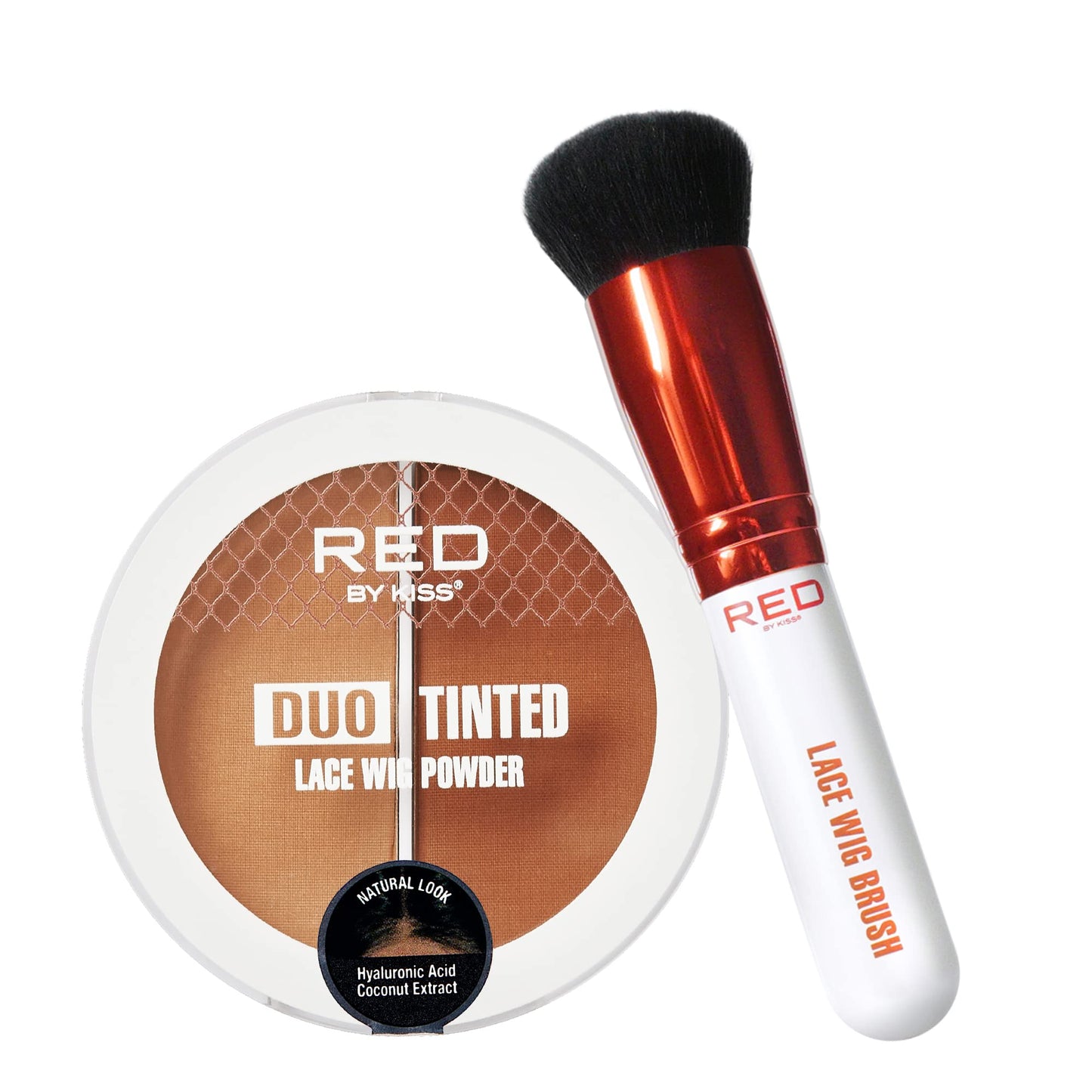 RED by Kiss Lace Wig Brush Tinted Powder Set - Matte Finish, Oil Control, Lightweight, Long-lasting, Mix & Match Shade Duo