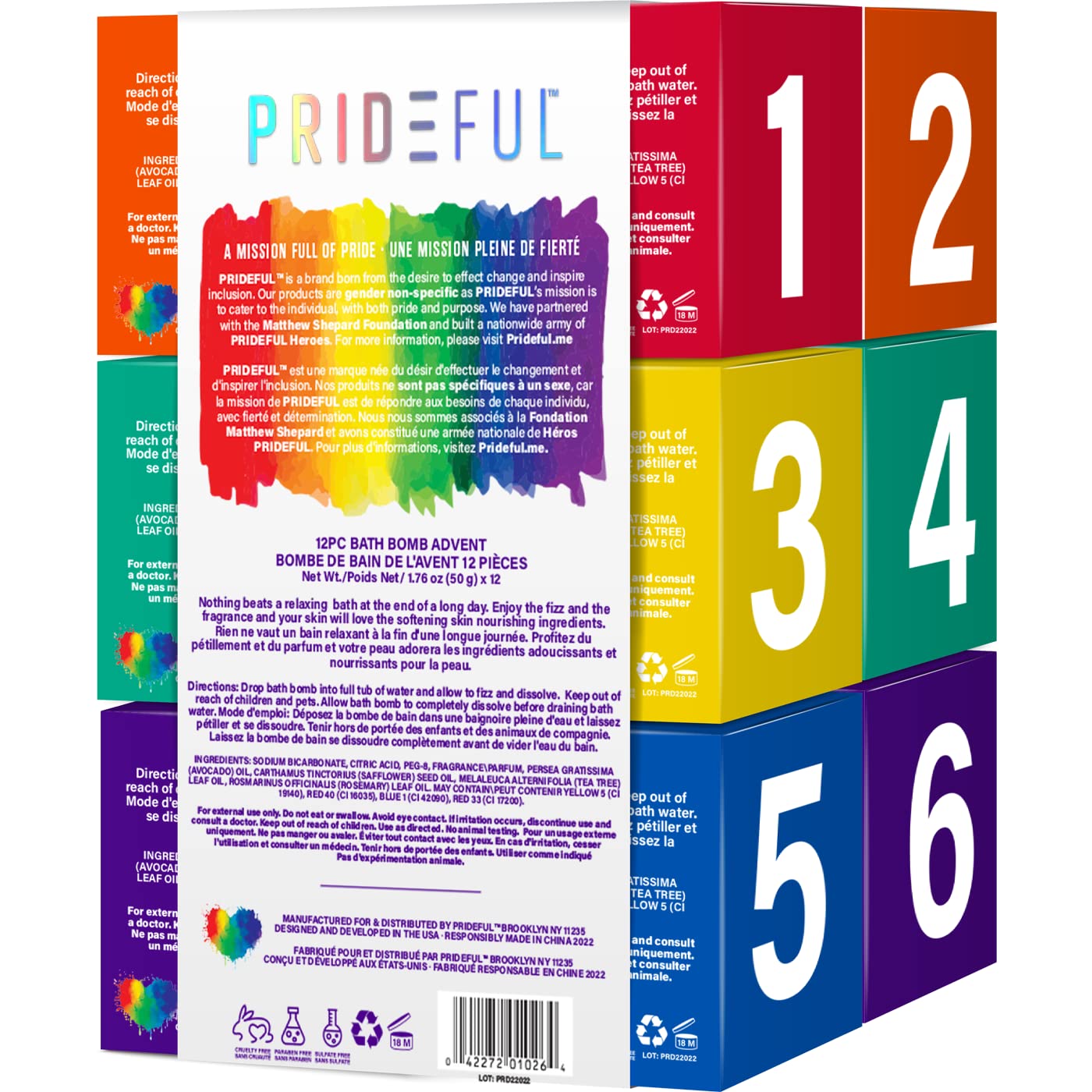 Prideful 12 Pack Bath Fizzers Advent Set (50gm X12)