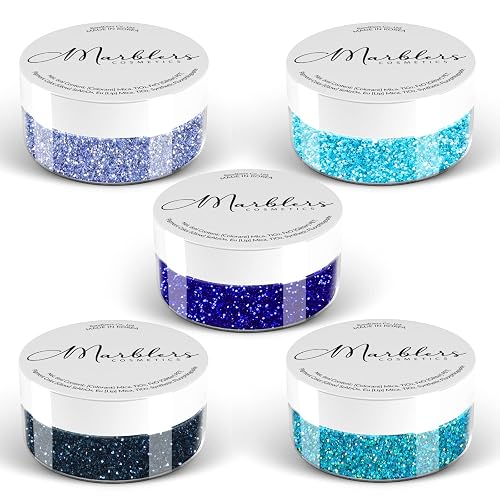 MARBLERS Cosmetic Grade Fine Glitter 5-Pack [Ocean Wave] 0.90oz (25g) | Non-Toxic | Vegan | Cruelty-Free | Eyeshadow, Nail Polish, Nail Art |