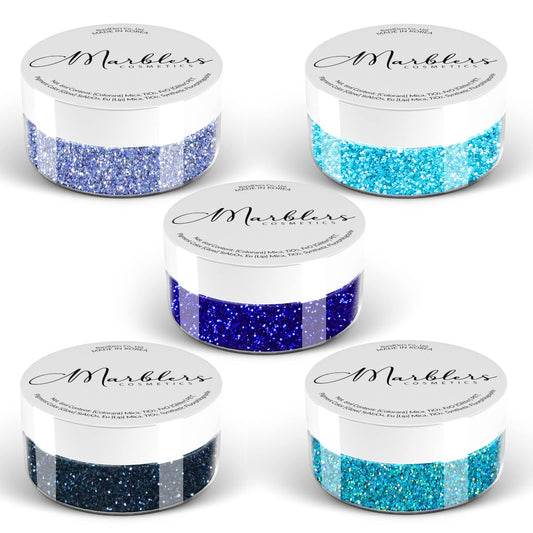 MARBLERS Cosmetic Grade Fine Glitter 5-Pack [Ocean Wave] 0.90oz (25g) | Non-Toxic | Vegan | Cruelty-Free | Eyeshadow, Nail Polish, Nail Art |