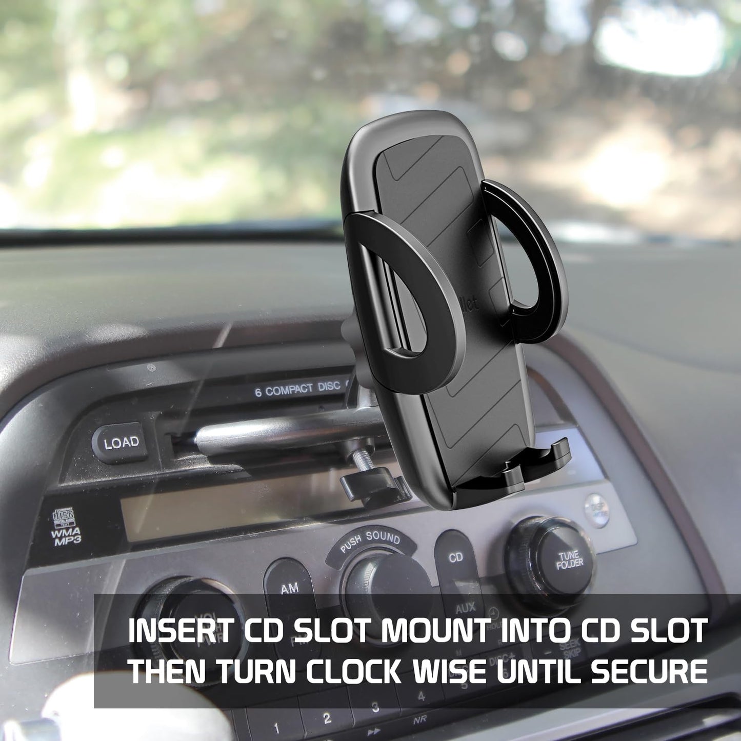 Cellet Universal CD Slot Phone Mount - 360° Rotating Car Phone Holder with Secure CD Slot Base & One-Touch Release