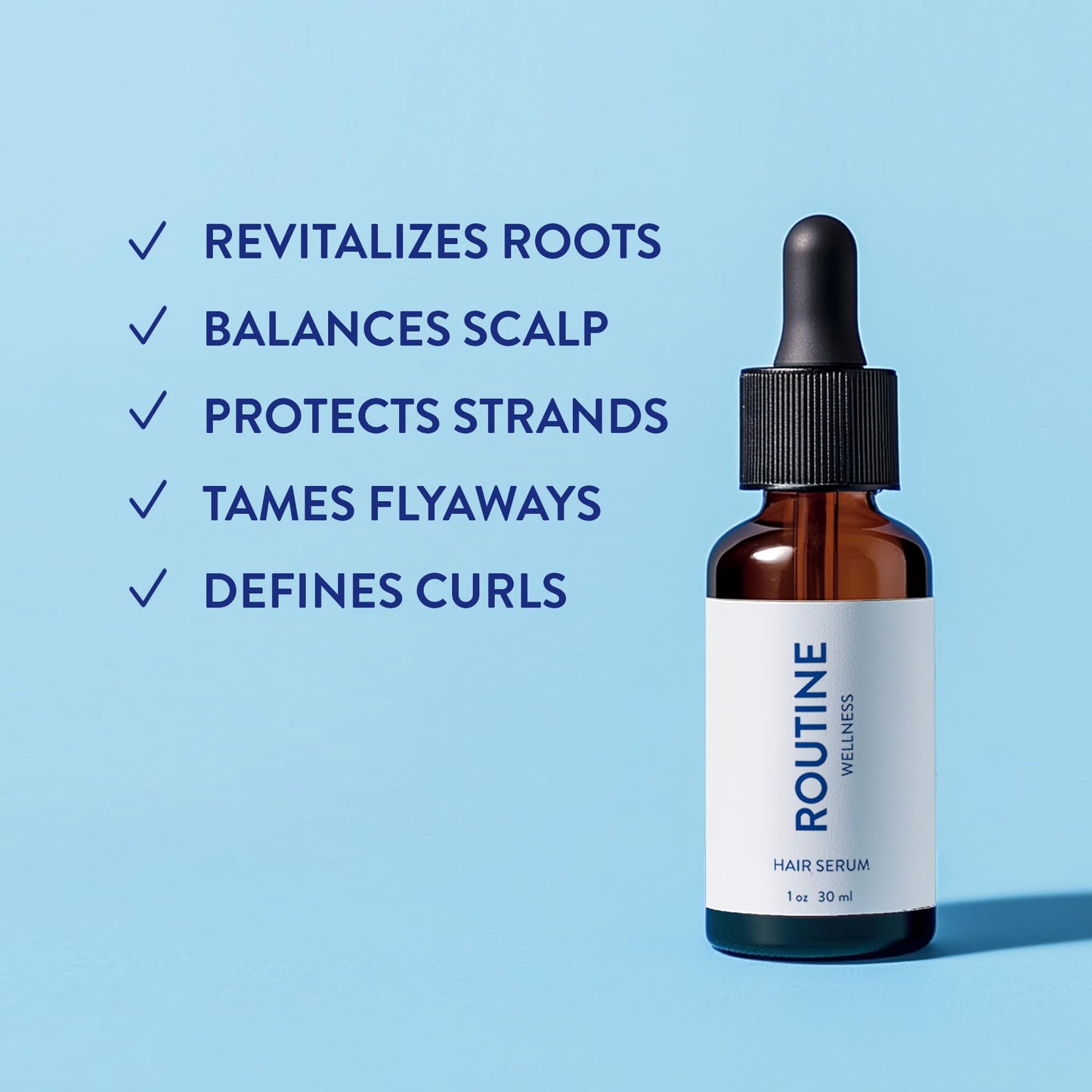 Routine Wellness Hair Treatment Serum for Thinning Hair - Plant-Based Rosemary, Tea Tree & Argan Oils Blend for Strength, Shine & Softer Hair - Clean