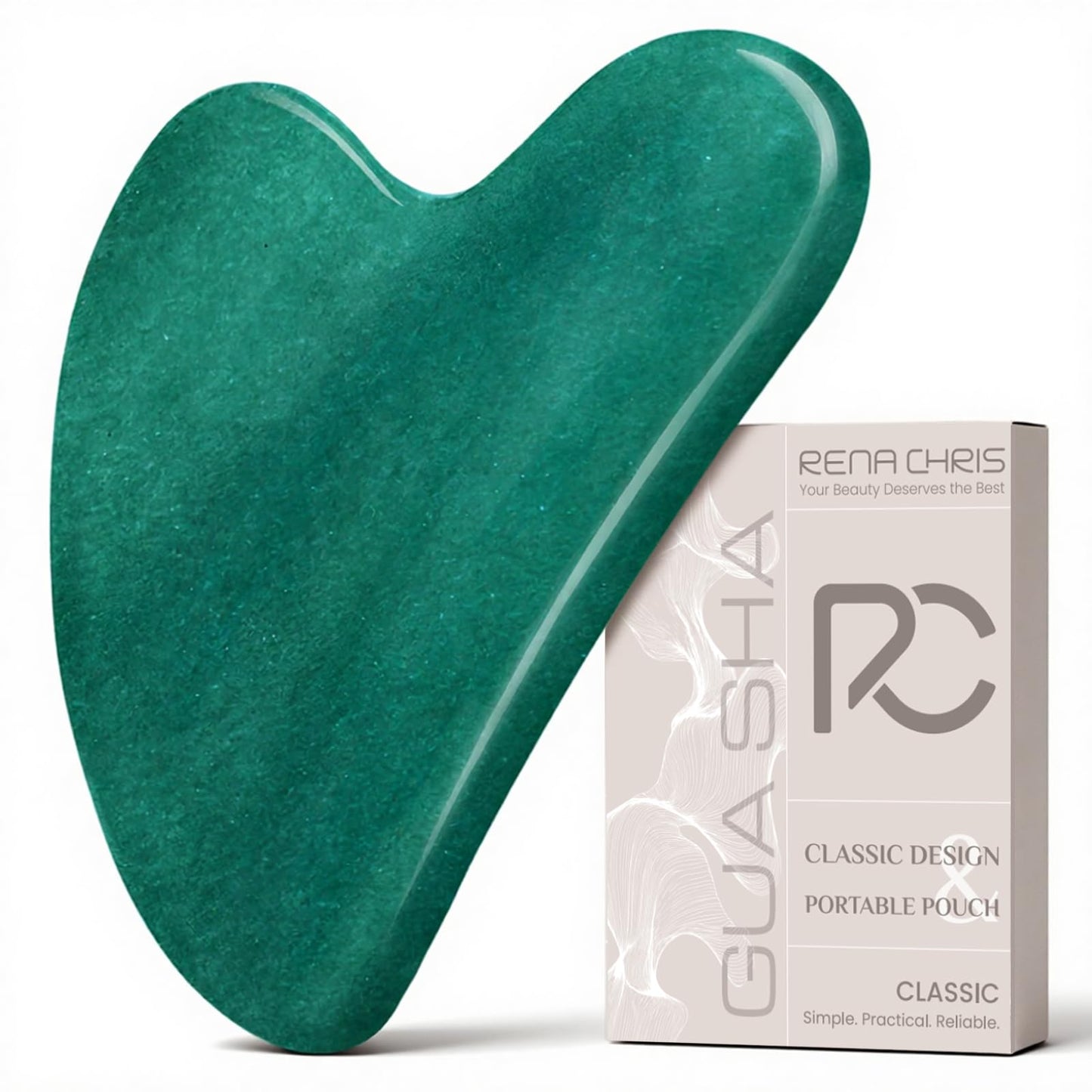 Rena Chris Gua Sha Facial Tools: Jade Stone Guasha Tool for Face Acupuncture Therapy, Facial Massager for Jawline Sculpting and Puffiness Reducing Beauty and Personal Care Rena Chris Default Title