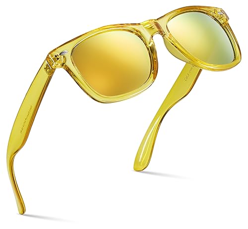 Retro Rewind Translucent Frame Colorful Neon 80s Sunglasses for Men Women - Reflective Mirrored Lens