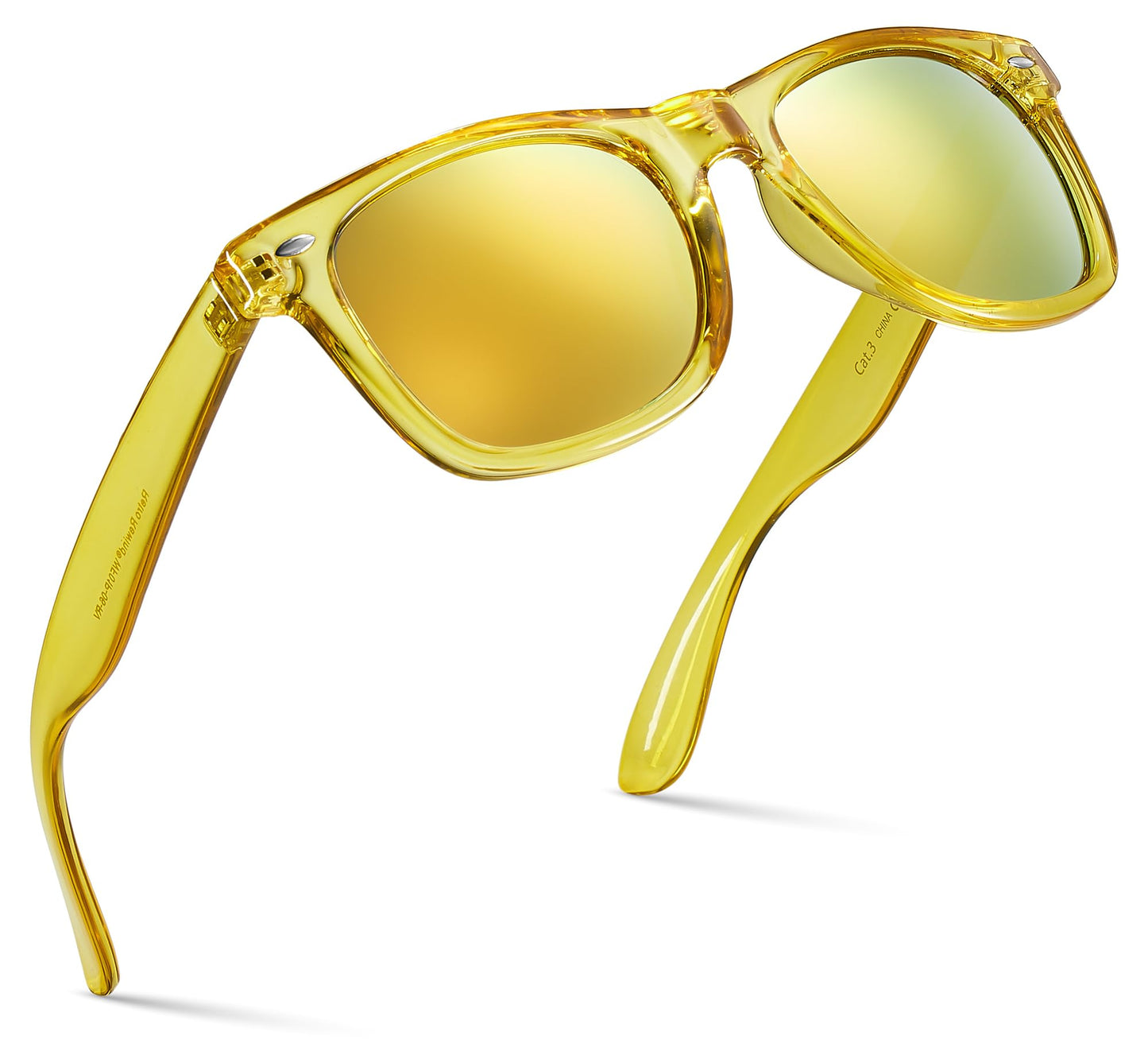 Retro Rewind Translucent Frame Colorful Neon 80s Sunglasses for Men Women - Reflective Mirrored Lens